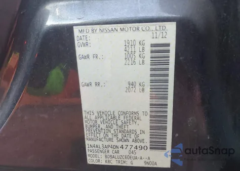 2013 Nissan Altima 2.5 Sv from USA, damaged, VIN 1N4AL3AP4DN477490